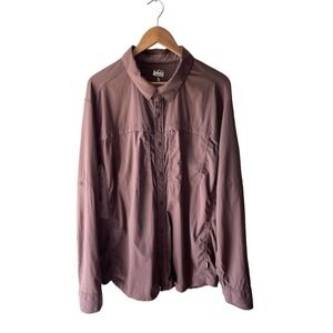 REI Men's Size XL Mauve Vented Roll Tab Sleeve Lightweight Hiking Shirt